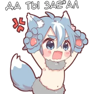 🌟 ДА ТЫ ЗАЕ*АЛ Anime, Woede, Geërgerd, Wolf, Geïrriteerd, Schattig, Sticker telegram sticker