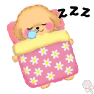 💕 zzz 睡眠, 犬, 漫画, 可愛い, ベッド, 良い夢を telegram sticker