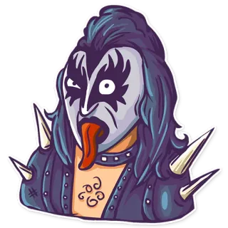 😜 Gene Simmons beijo, banda, rock, música, pintura facial telegram sticker