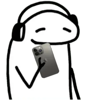 🎧 florkofcows, 耳机, 手机, 火柴人, 卡通 telegram sticker