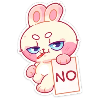 😏 NO うさぎ, 漫画, ステッカー, ネガ, イラスト, 可愛い, ウサギ telegram sticker