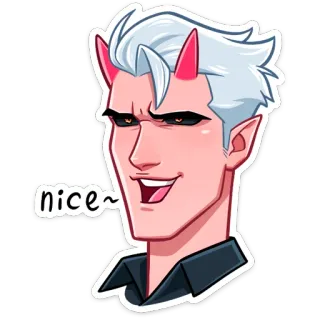 ☺️ nice~ demonio, diablo, cuernos, sonrisa, personaje, animación whatsapp sticker