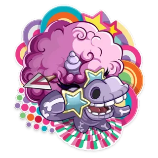 🙃 Мультфильм, Монстр, Существо, Фэнтези, Красочный, Причудливый whatsapp sticker