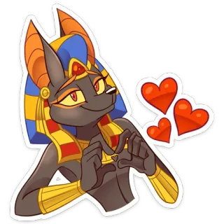 😘 Anubis エジプト, 犬, ジャッカル, 神, ハート, 愛, アヌビス telegram sticker