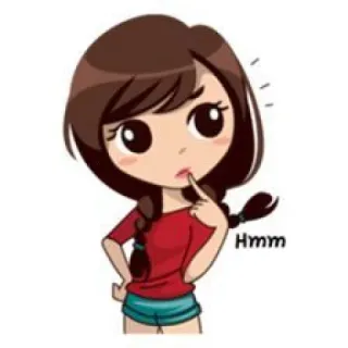 🤔 Hmm การ์ตูน, ผู้หญิง, คิด, หืม telegram sticker
