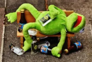 🍺 Kermit Kermit the Frog, drunk, alcohol, puppet, funny, meme telegram sticker