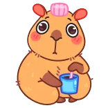 ☕️ capybara, animal, cute, drink, cartoon, sticker telegram sticker