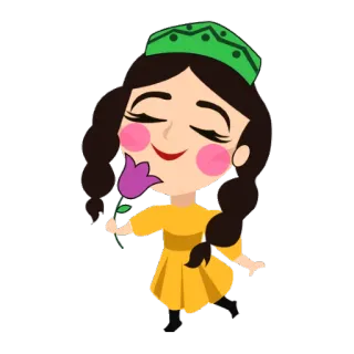 😄 Cartoon, Frau, Blume, Mädchen, Süß telegram sticker