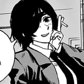 🌟 Himeno Chainsaw Man อนิเมะ, มังงะ, สูบบุหรี่, ตัวละคร, ฮิเมโนะ, เชนซอว์แมน whatsapp sticker