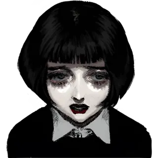 😔 женщина, портрет, темный, готика, иллюстрация, искусство, лицо telegram sticker