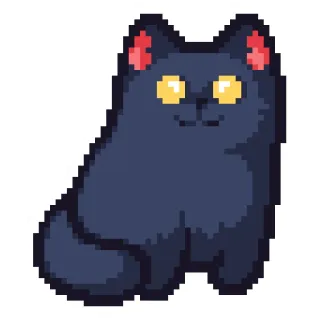 🙂 kucing, pixel art, hewan, peliharaan, kucing hitam, imut, anak kucing, pixel whatsapp sticker
