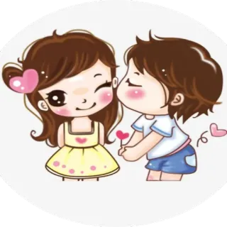 😘 การ์ตูน, ความรัก, คู่รัก, น่ารัก, จูบ, ความรัก telegram sticker