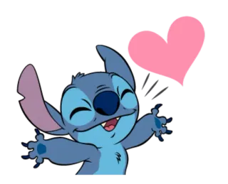 😘 Stitch carino, alieno, cuore, felice, cartone animato telegram sticker