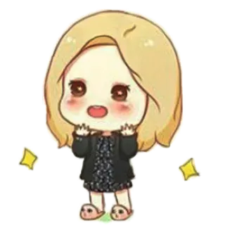 😃 стикер, мультфильм, блондинка, каваий, милый, девушка telegram sticker