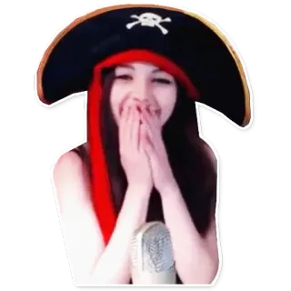 😂 pirata, ragazza, cappello, donna, carina, sorridente telegram sticker