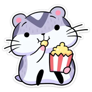 🍿 햄스터, 귀여운, 팝콘, 동물, 만화, 스티커, 간식 telegram sticker