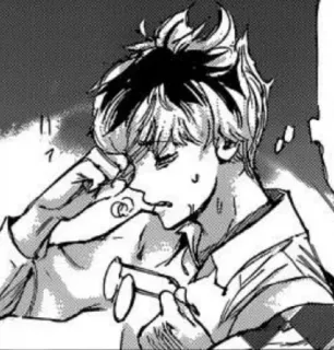 ☕ anime, stanco, ragazzo, occhiali, manga, bianco e nero telegram sticker