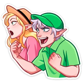 ⏺ dibujos animados, emocionado, impactado, elfo, personajes telegram sticker