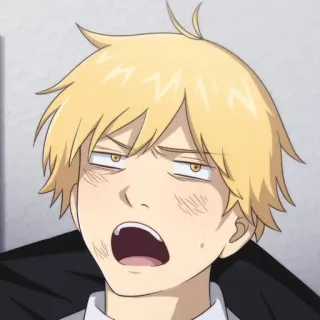 🙄 Denji Chainsaw Man อนิเมะ, มังงะ, เด็นจิ, Chainsaw Man, ตลก, สีหน้า, ตัวละคร whatsapp sticker