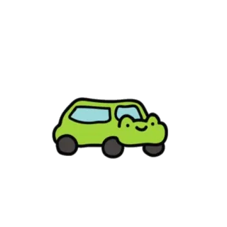 🚗 xe hơi, ếch, xanh lá, dễ thương, phương tiện, vận tải, lưỡng cư telegram sticker