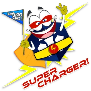 ⚡️ Let's GO CRO! mascote, raio, desenho animado, super-herói, bandeira, eletricidade, carregador telegram sticker