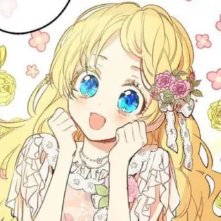 👑 Anime, Dessin animé, Personnage, Fille, Mignon, Blonde telegram sticker