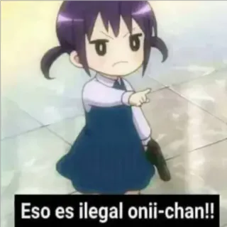 😠 Eso es ilegal onii-chan!! anime, gun, warning, illegal, chibi, manga telegram sticker