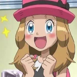 ✨ Serena Pokemon Аниме, Покемон, Серена, Мультфильм, Счастливый, Взволнованный whatsapp sticker