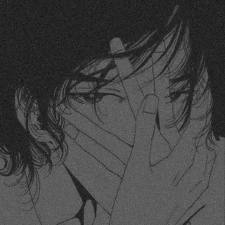 🌪 anime, manga, face, hand, black and white telegram sticker