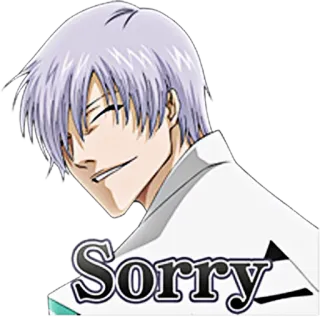 😥 Gin Ichimaru Bleach Sorry Anime, Entschuldigung, lächeln, Manga, Charakter telegram sticker