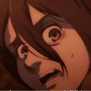 💥 Mikasa Ackerman Attack on Titan Anime, Terror, Mangá, Ataque dos Titãs, Mikasa Ackerman, assustado telegram sticker