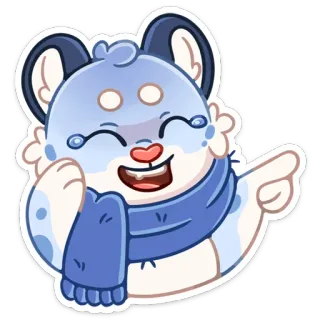 😃 การ์ตูน, ตัวละคร, ภาพประกอบ, สัตว์, ผ้าพันคอ, ชี้ whatsapp sticker