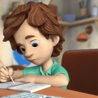 🧬 dessin animé, écriture, étude, garçon, animation whatsapp sticker