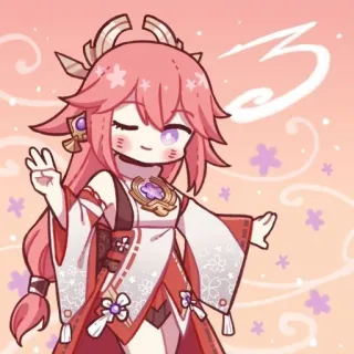 ✌ Yae Miko Genshin Impact 八重神子, 原神, 动漫, Q版, 可爱, 游戏 telegram sticker