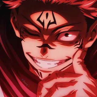 🎴 Ryomen Sukuna Jujutsu Kaisen Anime, Demon, Schurk, Rood, Sukuna telegram sticker