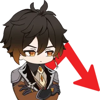 📉 Zhongli Genshin Impact anime, video game, genshin impact, zhongli, chibi, sticker telegram sticker