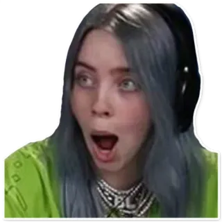 😵 Billie Eilish певец, музыкант, знаменитость, поп-звезда, в шоке, удивлён telegram sticker
