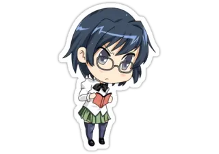 😠 Chibi, Anime, Garota, Óculos, Livro, Estudante telegram sticker