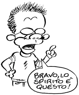 😐 BRAVO, LO SPIRITO E QUESTO! dibujo animado, dibujo, gafas, italiano, texto telegram sticker
