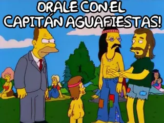 😵 ORALE CON EL CAPITAN AGUAFIESTAS! シンプソンズ, アニメ, 面白い, ミーム, 場を白けさせる, キャプテン telegram sticker
