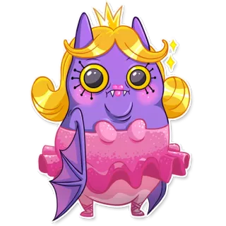 👸 Dơi hoạt hình, Dơi công chúa, Động vật, Nhãn dán, Dễ thương, Quái vật telegram sticker