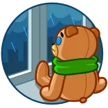 😥 sad, teddy bear, rain, window, lonely, toy, cartoon telegram sticker