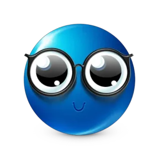 🤓 emoji, face, blue, glasses, nerd, smart telegram sticker
