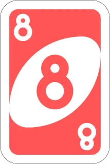 8️⃣ uno, kaart, spel, rood, acht, nummer telegram sticker