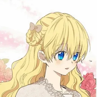 💗 chica anime, pelo rubio, ojos azules, dibujo animado, retrato, linda whatsapp sticker