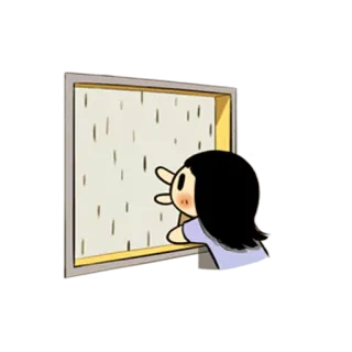 ☺️ Cartoon, Anime, Mädchen, Regen, Fenster, Süß, Traurig telegram sticker
