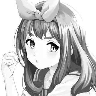 😣 Anime, Mädchen, Süß, Cartoon, Illustration, Schleife telegram sticker