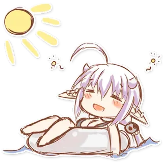 😴 Anime, Chibi, Bãi biển, Mùa hè, Dễ thương, Hoạt hình telegram sticker