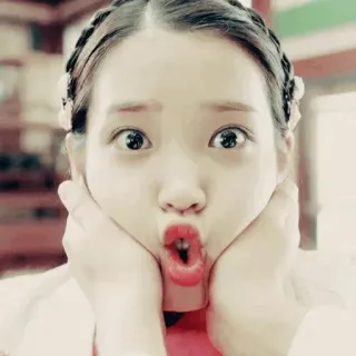😳 韩语, IU, 韩流, 歌手, 脸, 搞笑, 可爱 telegram sticker