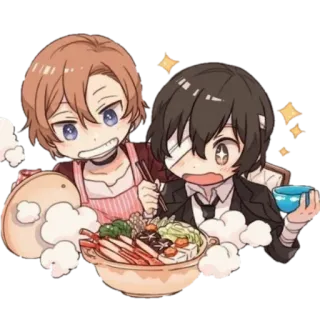 😋 Animé, Cuisine, Chibi, Personnages, Nourriture, Kawaii telegram sticker